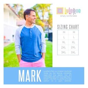 LuLaRoe NWT Mens Mark Grey Henley Shirt Size Large